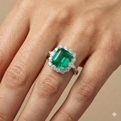 Vintage Platinum Engagement Ring 5.30CT. Gem Natural Green Emerald Square Shape