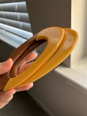 Set Of 2 Rare Vintage Irregular Shape Carved Laminated Bakelite Bangle Bracelets