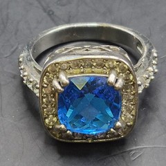 Vintage 6 Ring Collection Lot Size 8 Blue Green Faux Pearl Gold&Silver Tone