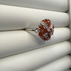 Chuck Clemency Ring Orange Gemstone Sterling Silver STS 8.25 Cluster QVC 925