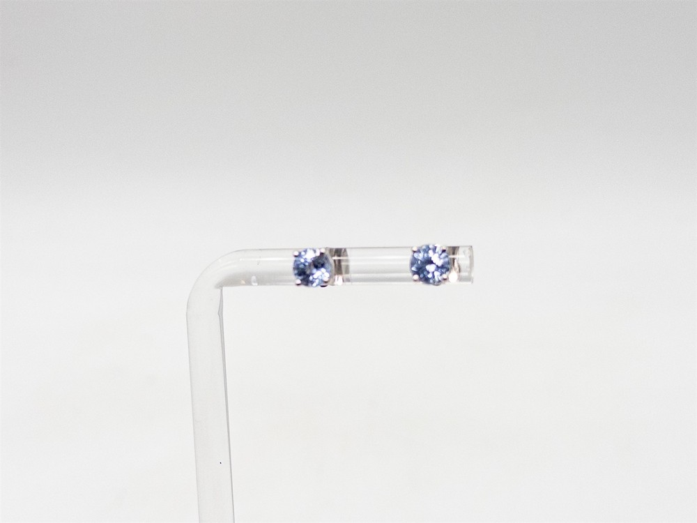 NEW $3000 1.50ct Natural ROUND Ceylon Blue Sapphire 14k White Gold STUD Earrings