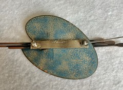 Huge Vintage Matisse Enamel & Copper Artist Palette Brooch Pin W/Brushes