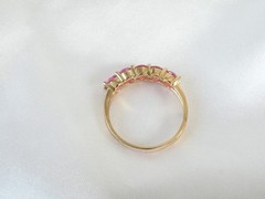 Vintage Sterling Silver 925 Gold on Pink Topaz 5 Stone Ring Size 9