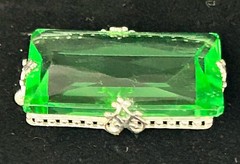 VTG Brooch 1950s Uranium Glass Prong Set Emerald Cut 1.25″