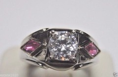 Antique Art Deco Setting 20K White Gold Mounting Hold 6 MM Ring Size 8 UK-P