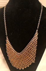 Vintage Beaded Chain Look Fringe Gold Tone Choker Or Necklace.