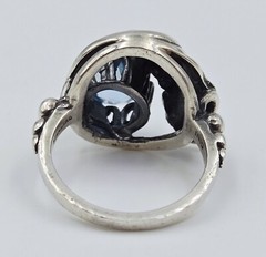 Cini Sterling Ring Acanthus Leaf Silver Vintage Blue Color
