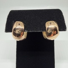 Vintage 18K Yellow Gold Wide Huggie Hoop Screw Back Earrings 3.22g 18MM x 10MM