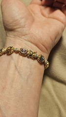 Gold Tone Multi Colored Stone 925 Bracelet 7.5″