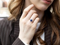 2.70Ct Burmese Sapphire and 0.24Ct Diamond Platinum Solitaire Ring Circa 1925
