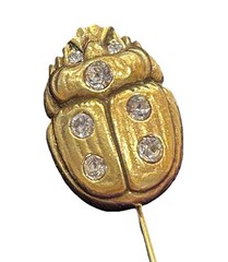 MMA Metropolitan Museum Of Art Goldtone Scarab Stickpin w/Swarovski Crystals
