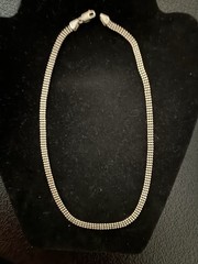Italian Vintage 925 Sterling Silver Three Row Beaded Band Chain Choker 16”