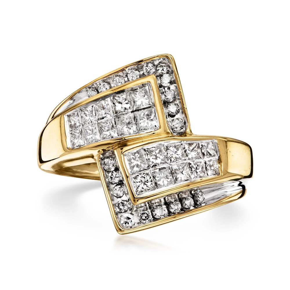 Vintage 1.20 ct. t.w. Diamond Bypass Ring in 14kt Yellow Gold. Size 7