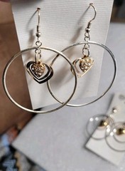 6 Pairs NEW VINTAGE DANGLE HOOPS EARRINGS PIERCED DROP BIG CLASSIC • OLD STOCK