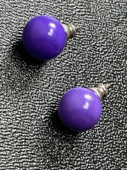 Vintage 10mm Purple Enameled Metal Ball Stud Earrings