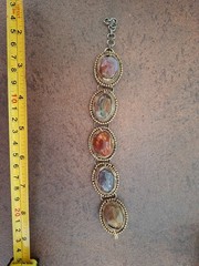 Vintage Boho Statement Bracelet with Natural Gemstones – Adjustable Length