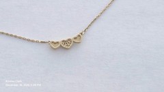 ​Vintage 2000s Gold Plated Triple Heart Necklace Rhinestone Dainty Y2K Jewelry