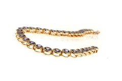 Vintage STS 4.00ct Bezel Set 32 Bright Medium Blue Tanzanite Bracelet 7 In Chain