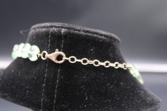 Vtg Clear Light Green Beaded Necklace Maybe Prehnite Fluorite Silver Tone Clasp