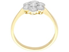 Antique 1.05Ct Diamond and 18k Yellow Gold Cluster Ring Circa 1930