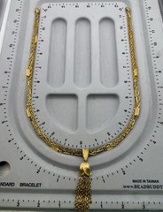 Vintage Gold Tone Multi Strand 24”Lariat Tassel Pendant Necklace