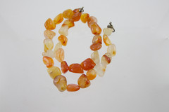 Tumbled Carnelian Stone Agate Beaded Choker Necklace-Irregular Polished Stones