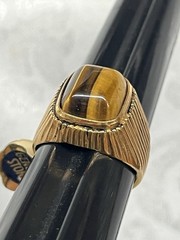 Vintage Vargas Men’s Ring 18kt Yellow Gold HGE Tiger’s Eye Sz 10.75