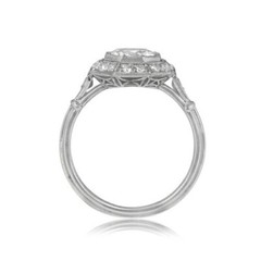 Art Deco Style Round Lab Created Diamond 14K White Gold FN Halo Engagement Ring