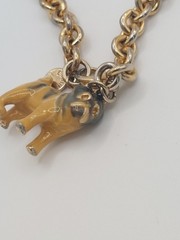 Vintage Bracelet Erwin Pearl Enamel Bulldog Pug Charm Dog Classic Luxury 90s