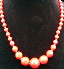 Red Lucite Necklace Faceted Beads Vintage West Germany Adjust 15.5 In Jewelry