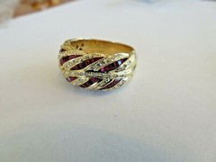 Antique Style Cocktail Statement Ring 2.1 Ct Simulated Ruby 14k Yellow Gold Over
