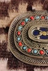 Vintage Tibetan/Himalayan Silver Alloy Coral and Turquoise pendant-28.9g