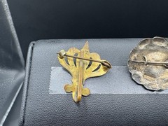 Antique Victorian Brooch Lot of 5 | Chinese Kingfisher Feather Jewelry | Enamel