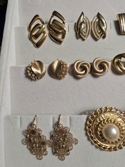 Vintage Monet Trifari Napier Lisner Clip Goldtone Earring Lot