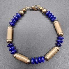 VINTAGE LAPIS LAZULI AND GILT STERLING SILVER SET NECKLACE AND BRACELET HM JMS