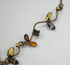 Vintage Necklace Festoon Style Necklace Beautiful Multicolored Rhinestones