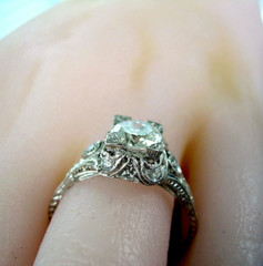 Original EARTH MINED DIAMOND Deco Engagement Statement Ring PLATINUM Solitaire 7