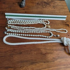 Lot of Vintage Faux Pearl Necklaces with Necklace Enhancer As Is