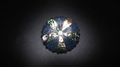 Vintage Sterling Silver Abalone Inlay Flower Brooch 4.5cm Signed HDA BB6