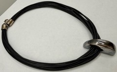 STERLING SILVER MULTI ROW LEATHER CORD MODERNIST NECKLACE SLIDING PENDANT 16″