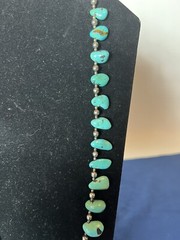 Vintage Southwest Faux Turquoise Tribal Silvertone Statement Necklace 26 in Hook