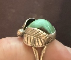 Vintage Navajo Sterling Silver Turquoise Cuff Bracelet & Ring: 38g /7g