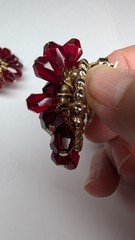 Glamorous large vintage MCM rhinestone, red dangle crystal cha cha clip earrings