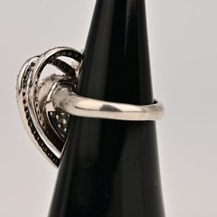 Original Vintage Sterling Siilver Zirconia Moissanite Gemstone Pave Heart Ring