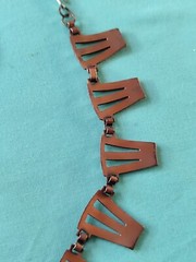 Vintage Unsigned Renoir Necklace Geometric Solid Copper Art Deco Style
