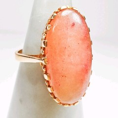 Antique 13/14K Gold Huge Strawberry Quartz Ring 21x11mm Oval Size 6.75 5.8 Grams
