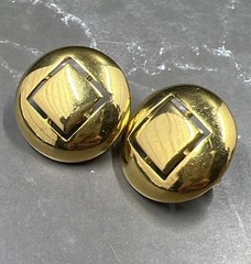 Vintage Crown Trifari Round Domed Gold Toned Earrings