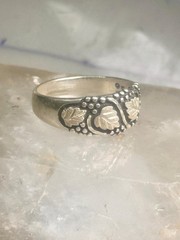 Black Hills Gold ring leaves wedding band sterling silver size 14.75 WM Wheeler
