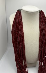 Vintage Red Beaded 26in Necklace Costume Jewelry Multi Strand Estate Statement