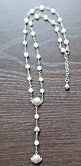 VTG JANICE GIRARDI JGD-LOTUS PEARL Y-Necklace/Rosary Style/Mala .925 Sterling